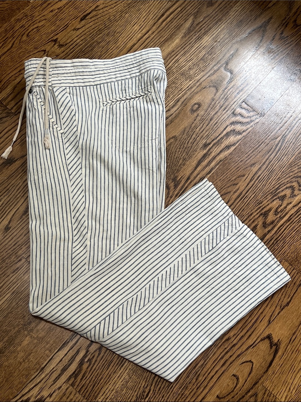 Jolt Linen Blend Blue & White Striped Pant
